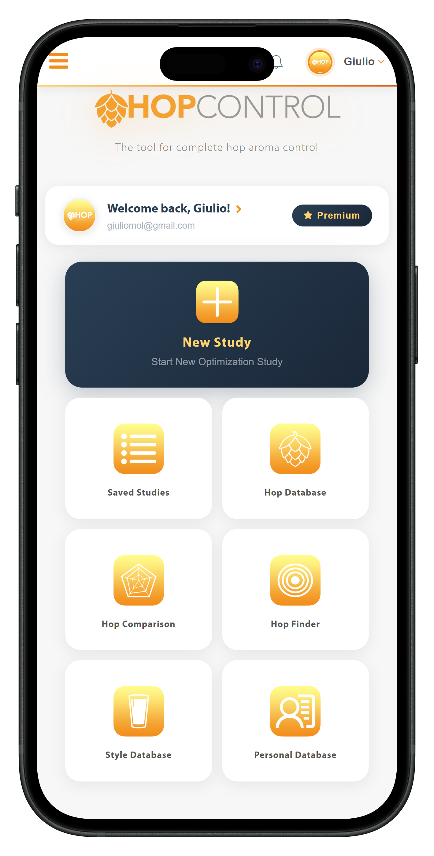 Hop Control mobile app