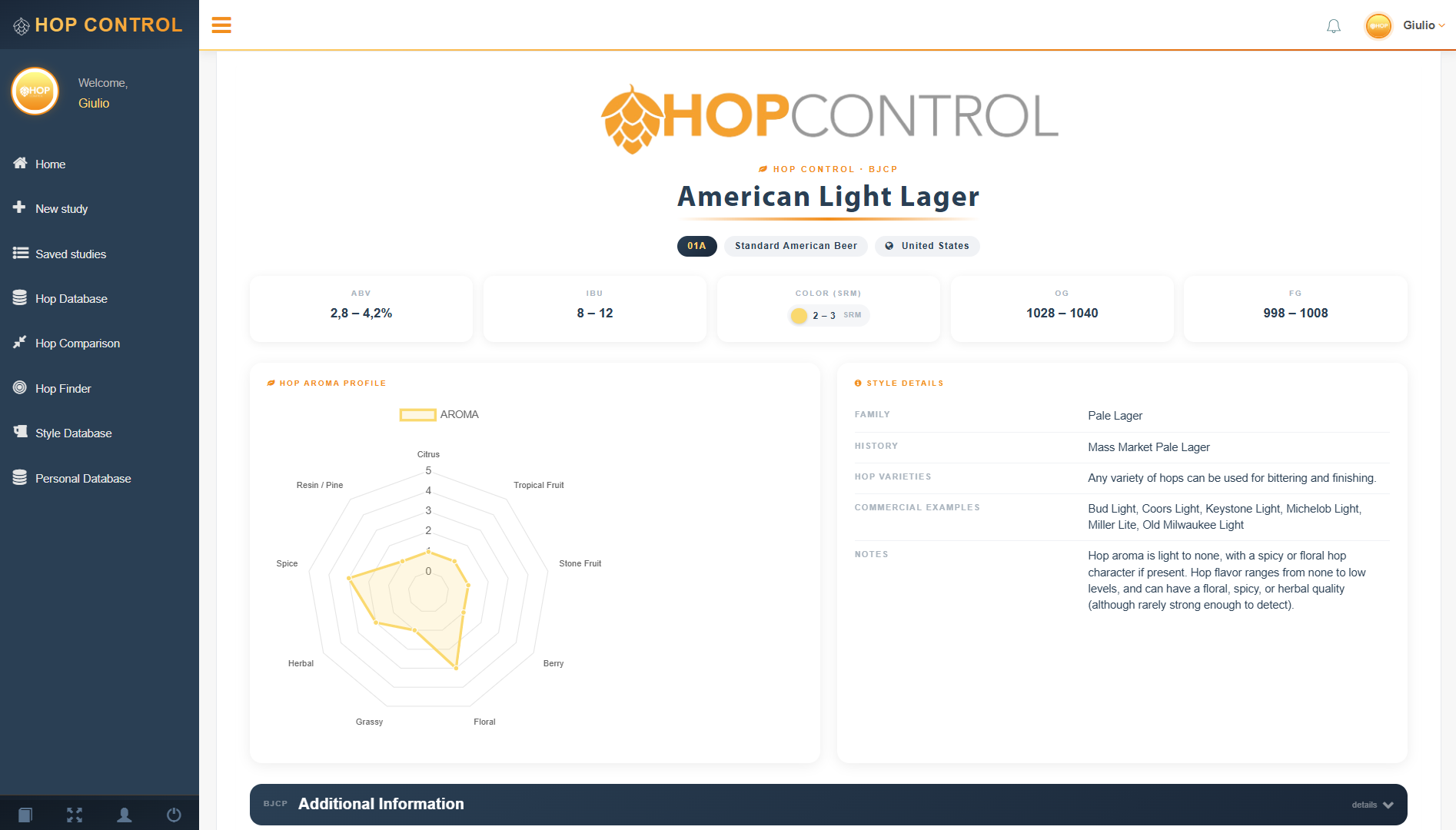 Hop Control style database